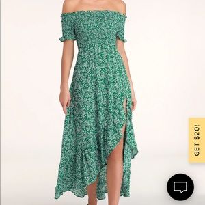 Lulus floral print off the shoulder midi dress